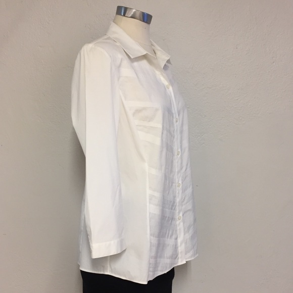 Lafayette 148 White Cotton Shirt, 10 - Picture 3 of 4